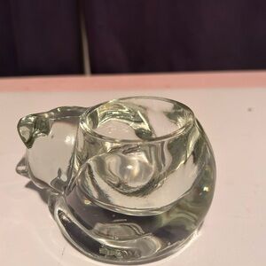 Vintage Avon glass cat tealight/ doubles as a paperweight- preloved
